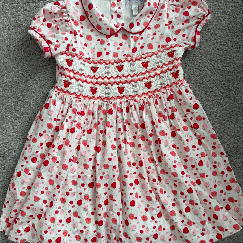 Rachel Riley Smocked Strawberry Dress